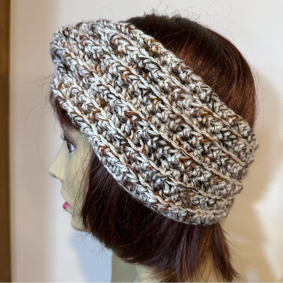 Cinnamon twist, hand knit headband/ear, warmer, 5” x 20”, unisex - Picture 4 of 7
